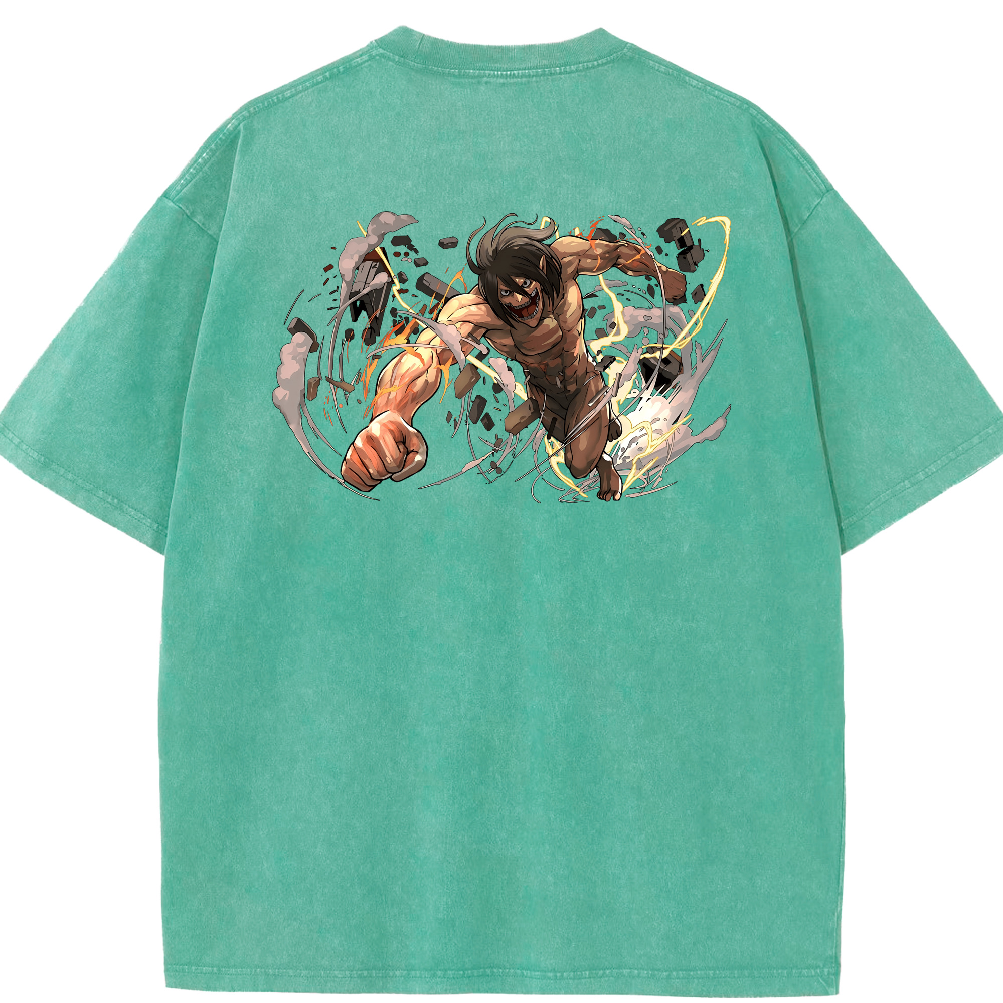 （画像用） 進撃の巨人 Attack on Titan 綿100% ヴィンテージ風 半袖Tシャツ（背面プリント）